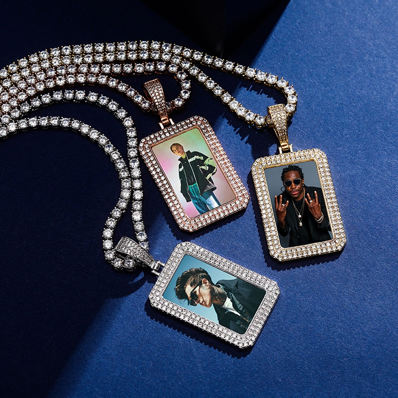 custom photo square medallion pendant hip hop fashion jewelry - MERGE.DAY.1.FREESTYLE