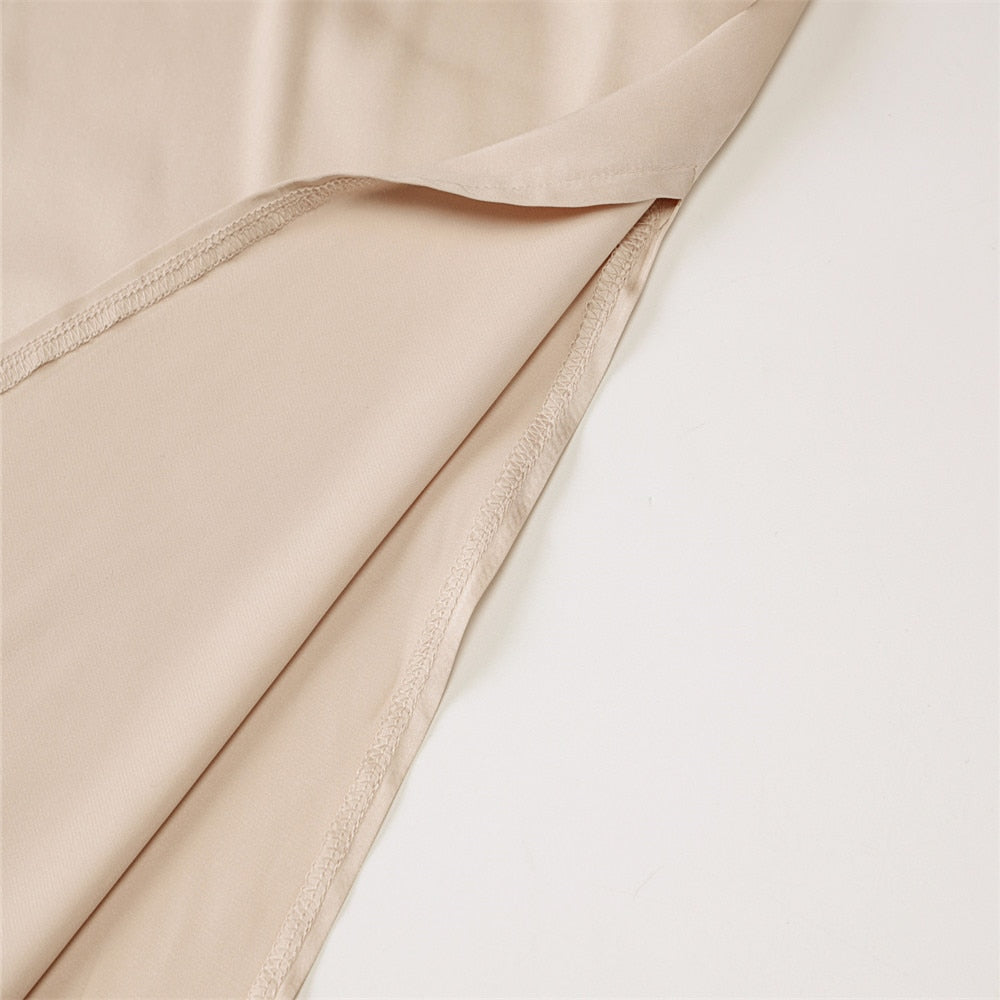 Spring Summer Women Satin Silky Spaghetti Strap Split Long Dress Elegant Sleeveless Backless Sexy Vestito - MERGE.DAY.1.FREESTYLE