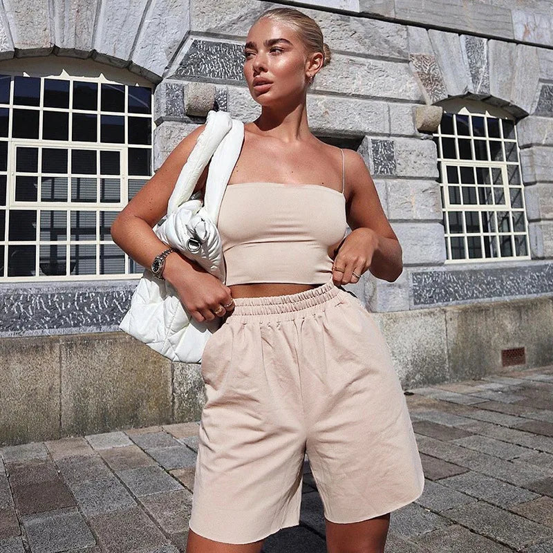 Women Spaghetti Strap Crop Top Sexy Bodycon Sleeveless Cami Tube Top - MERGE.DAY.1.FREESTYLE