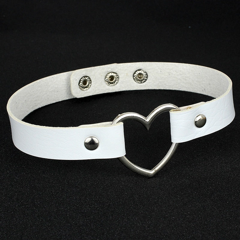 New Punk Gothic PU Leather Choker Chain Heart Buckle Collar Necklace - MERGE.DAY.1.FREESTYLE