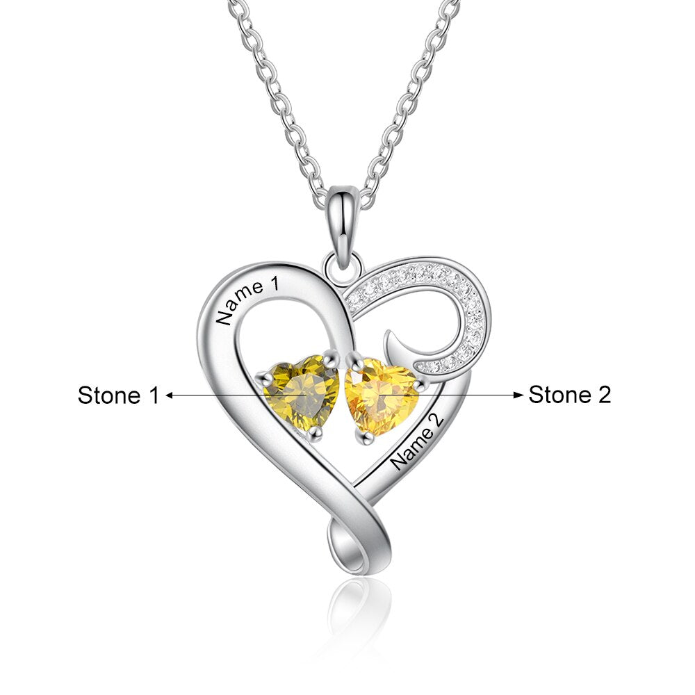 Customized Couple Engraved Necklace Personalized Heart Name Necklace - MERGE.DAY.1.FREESTYLE