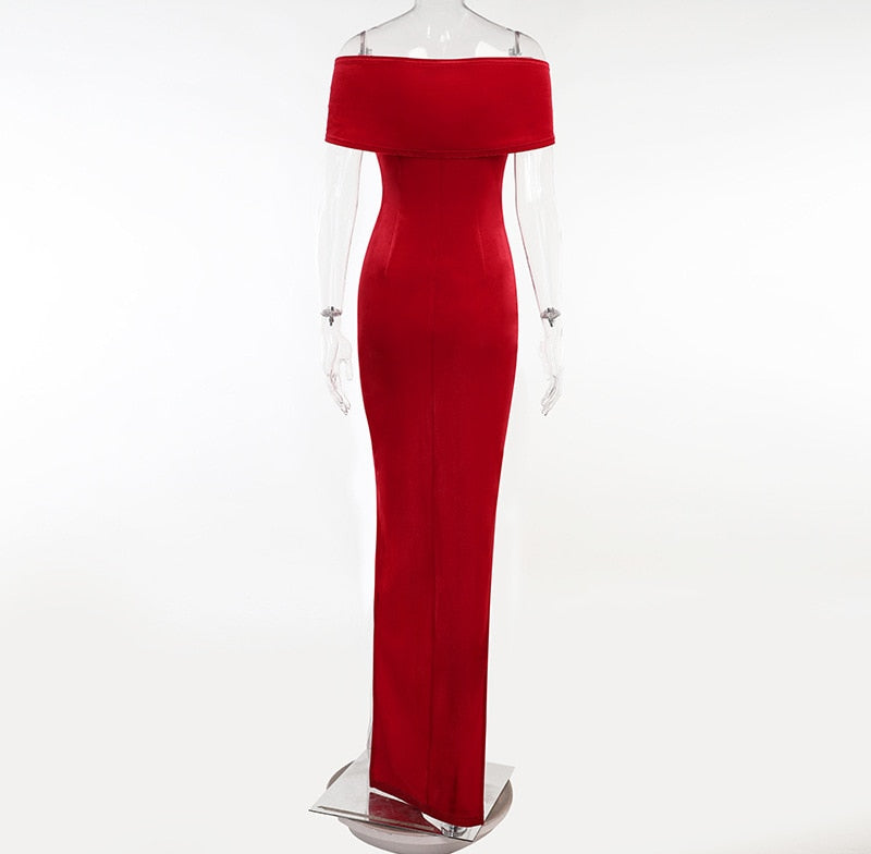Summer Short Sleeve High Split Formal Evening Dress Women Solid Bodycon Long Dresses - MERGE.DAY.1.FREESTYLE