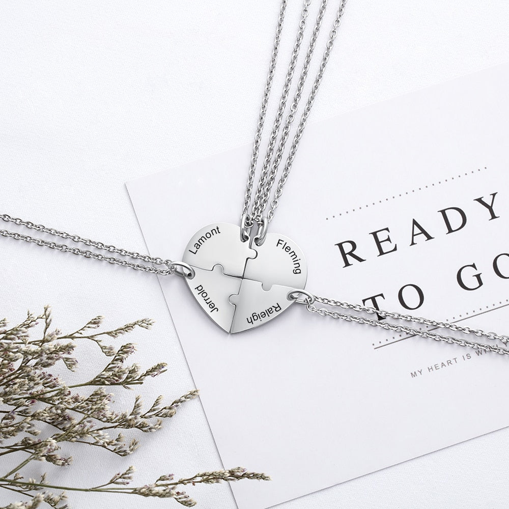 BFF Heart Shaped Friendship Birthstone Necklace with for 4 Friends - MERGE.DAY.1.FREESTYLE