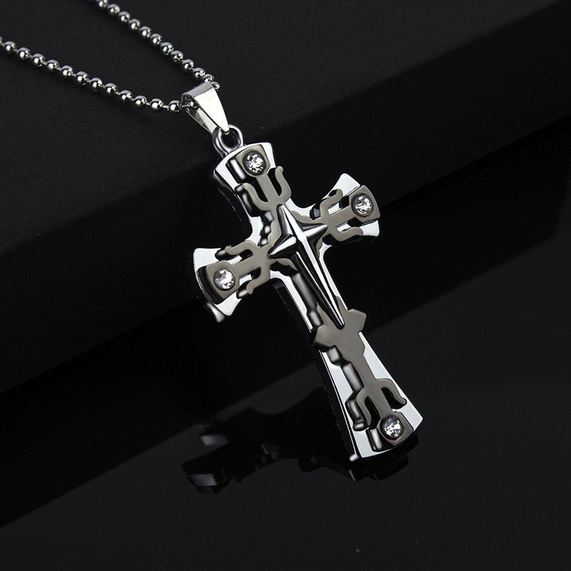Black Rectangle Pendant Necklace Men Stainless Steel Chain Men Necklace Jewelry - MERGE.DAY.1.FREESTYLE