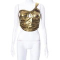 Sexy Slant Shoulder Sleeveless Bodycon Crop Women Bright Ruched Cut Out Corset Top 2022 Summer - MERGE.DAY.1.FREESTYLE