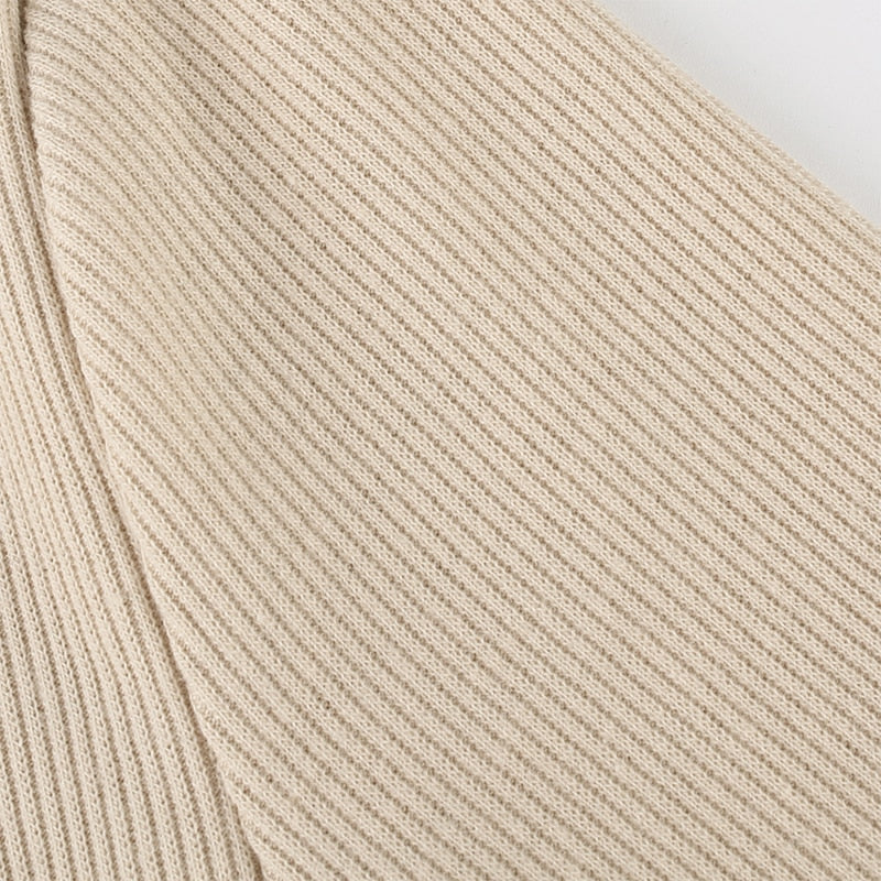 Square Neck Ribbed Black Dress Female Knitted Side Split Bodycon Dress Long Sleeve Mini Dresses - MERGE.DAY.1.FREESTYLE