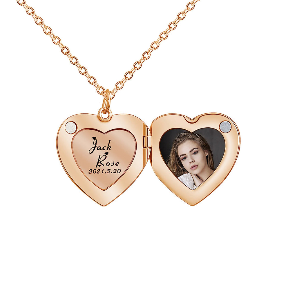 Personalized Picture Open Heart Locket Shape Necklace Custom Photo Text Pendant Jewelry - MERGE.DAY.1.FREESTYLE