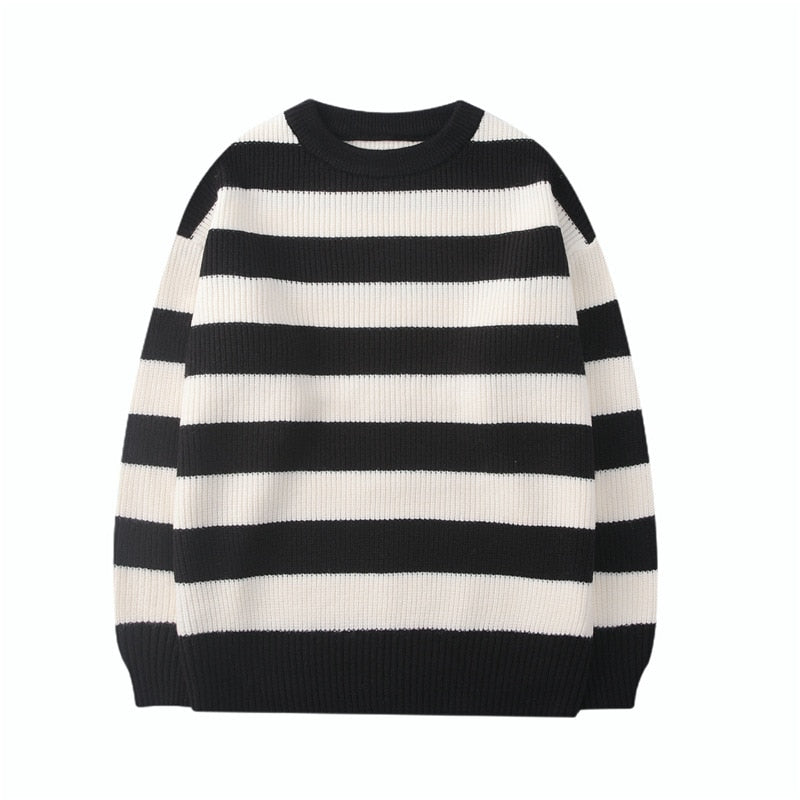 Autumn Winter Knitted Striped Sweater Casual Oversized Pullovers Sweaters - MERGE.DAY.1.FREESTYLE