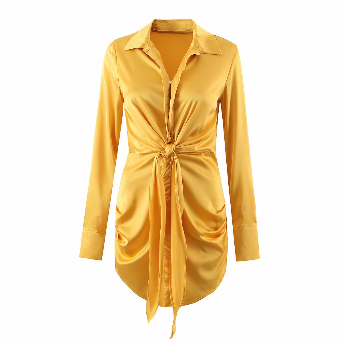 mini dress summer long sleeves women irregularity pleated vocation style loose white shirtdress - MERGE.DAY.1.FREESTYLE