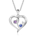 Personalized Heart Necklace with Birthstone Custom Name Engraved Pendant - MERGE.DAY.1.FREESTYLE