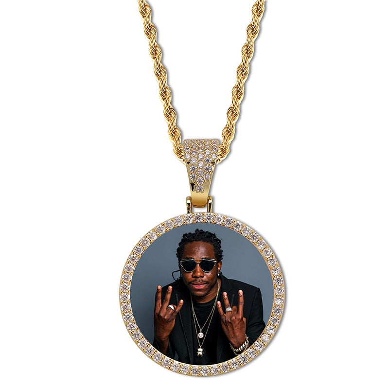 Custom Photo Memory Medallions Necklace With Tennis Chain With Cubic Zircon Chains - MERGE.DAY.1.FREESTYLE