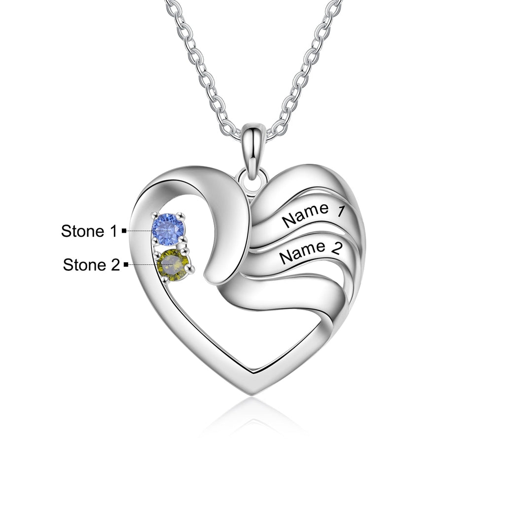 2-5 Names Customized Birthstone Fashion Memorial Heart Necklace - MERGE.DAY.1.FREESTYLE