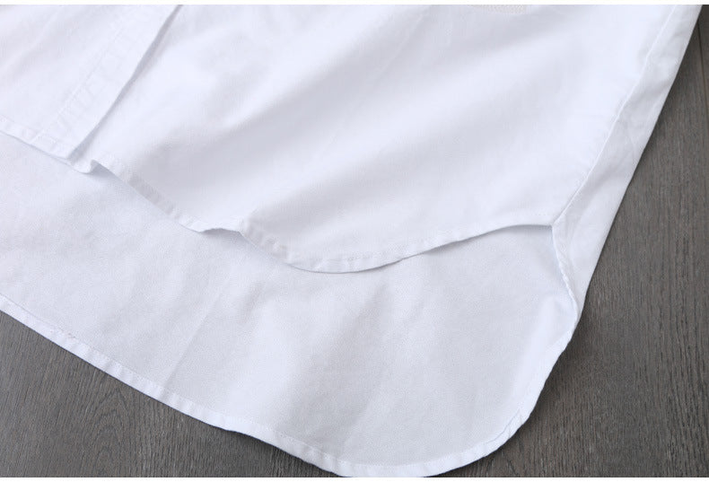 100% Cotton Women White Floral Embroidery Blouse Long Sleeve Turn Down Collar Shirt - MERGE.DAY.1.FREESTYLE
