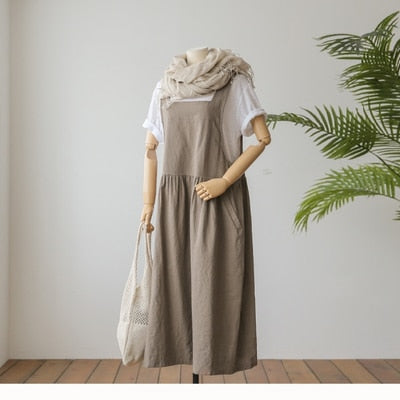 Spring and Summer Sleeveless Robe Dress Ladies Dress Plus Size XL- 5XL Cotton Linen Wome - MERGE.DAY.1.FREESTYLE