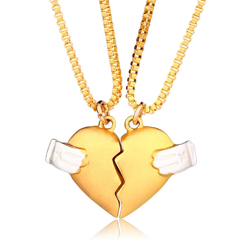 2Pcs Lovers Matching Heart Pendant Couple Magnetic Heart Pendant Necklace Couple Jewelry - MERGE.DAY.1.FREESTYLE