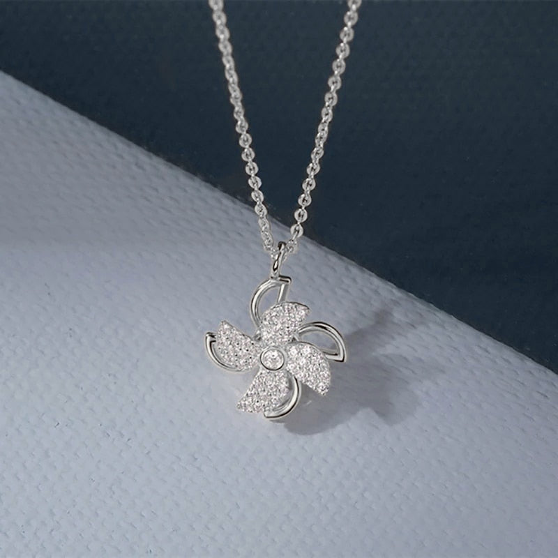 Rotatable Windmill Pendant Necklace AAA Cubic Zirconia Pave Gold Silver Color Crystal Necklace Jewelry - MERGE.DAY.1.FREESTYLE