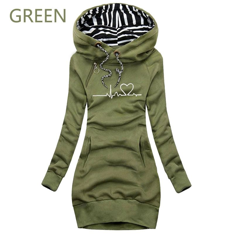 Autumn and Winter Women Dresses Long Sleeve Hoodie Dress for Women Pullover Hooded Dresses - MERGE.DAY.1.FREESTYLE