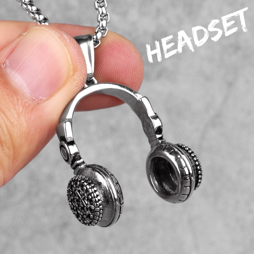 Headset Earphone Gold Mens Long Necklaces Pendants Chain Hip Hop for Boy Male Creativity Gift - MERGE.DAY.1.FREESTYLE