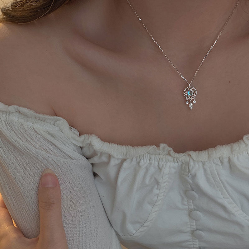 Tassel Moonstone Charm Necklace for Women Creative Pendant - MERGE.DAY.1.FREESTYLE