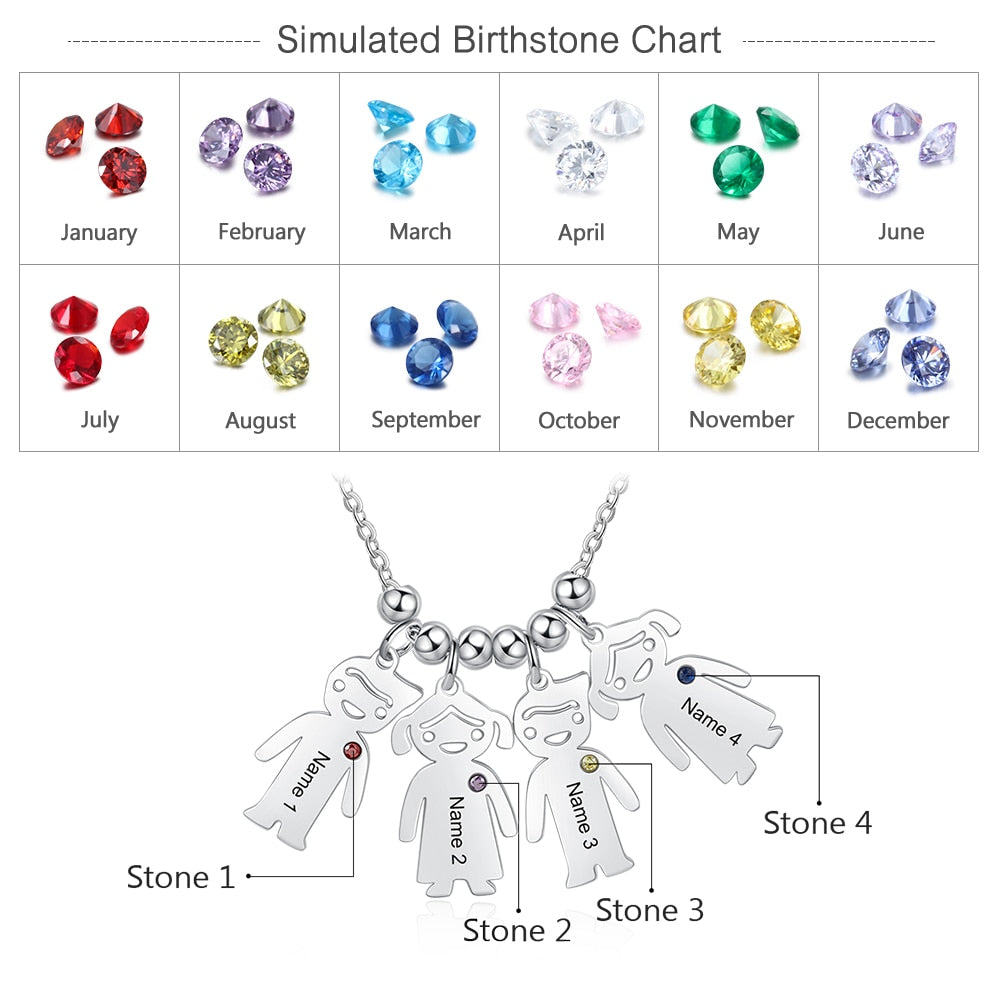 Boy Girl Pendant Name Necklace Customized Birthstone Jewelry Gift - MERGE.DAY.1.FREESTYLE