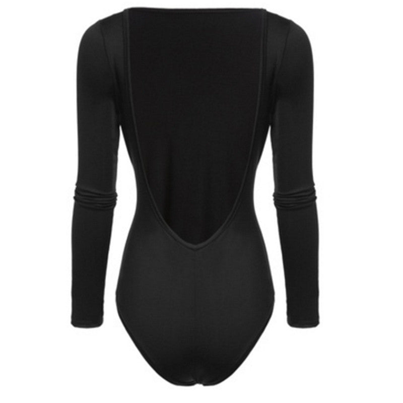 Backless Long Sleeve Bodysuit Women Solid Slim Regular Bodysuits Sexy Hot Clothes - MERGE.DAY.1.FREESTYLE
