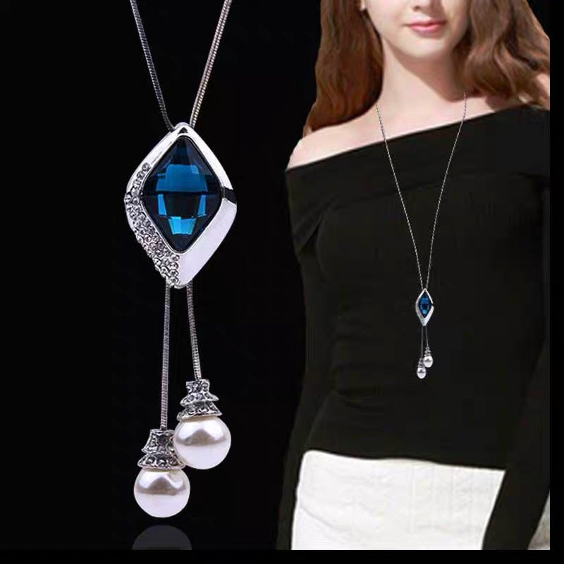 Collier Femme Long Gray Crystal Necklaces & Pendants for Women Round Statement Necklace - MERGE.DAY.1.FREESTYLE