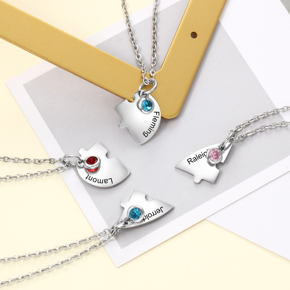 BFF Heart Shaped Friendship Birthstone Necklace with for 4 Friends - MERGE.DAY.1.FREESTYLE