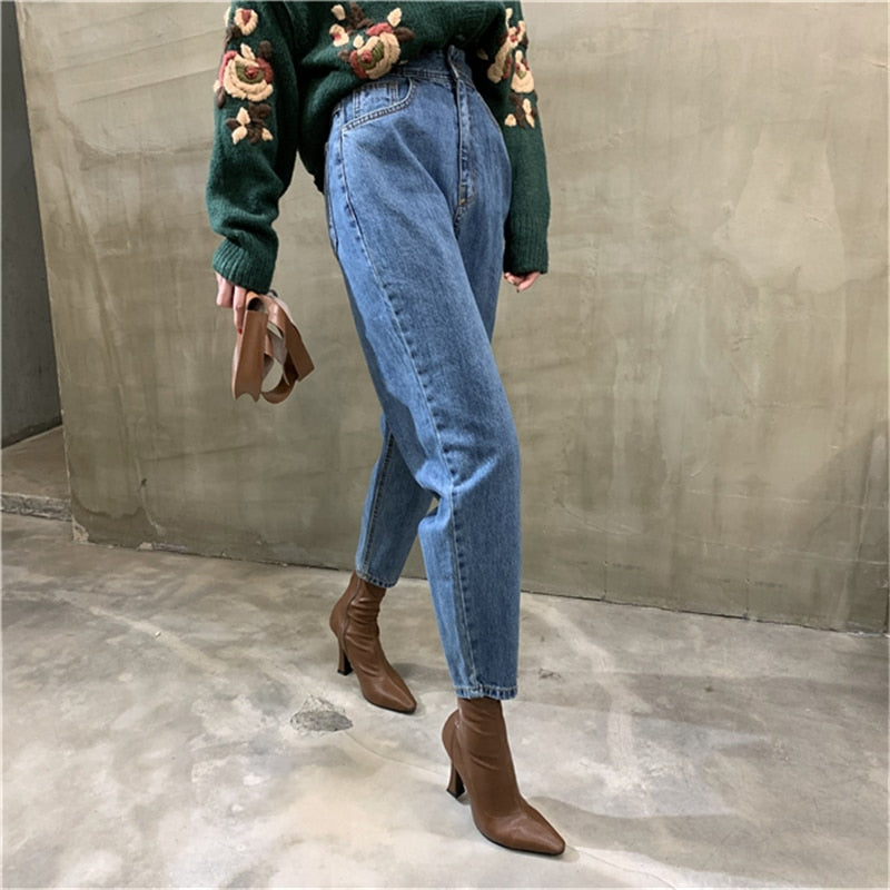 Harem Jeans Pants High Waist Loose Denim Jeans Female Buttons Trousers - MERGE.DAY.1.FREESTYLE