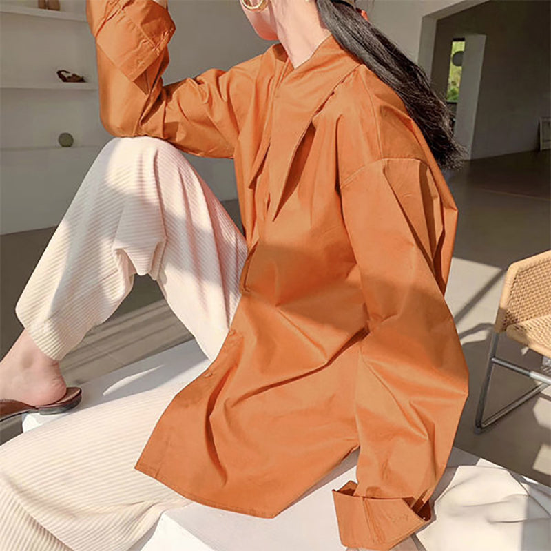 Big Pointed Collar White Blouses For Women Vintage Loose Long Sleeve Shirt - MERGE.DAY.1.FREESTYLE