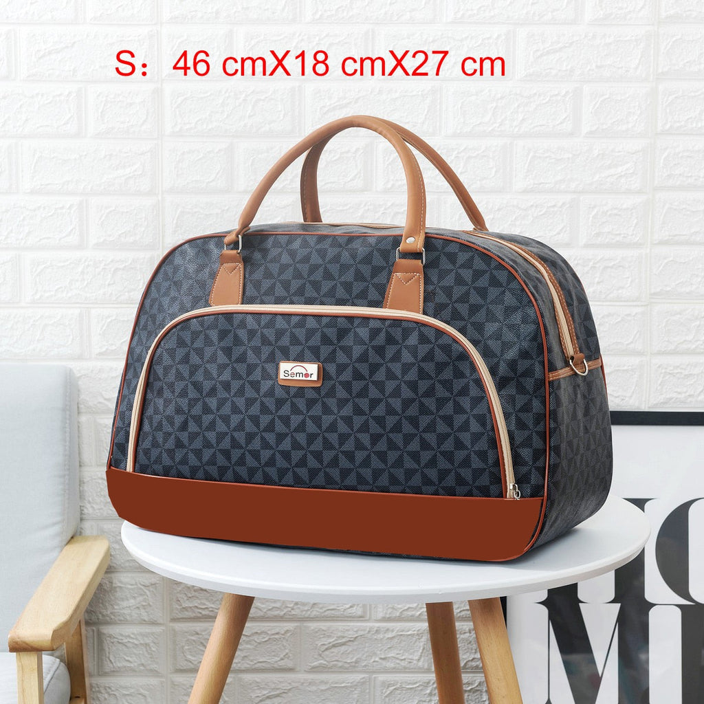Women Travel Bags PU Leather Large Capacity Waterproof Print Luggage Duffle Bag - MERGE.DAY.1.FREESTYLE