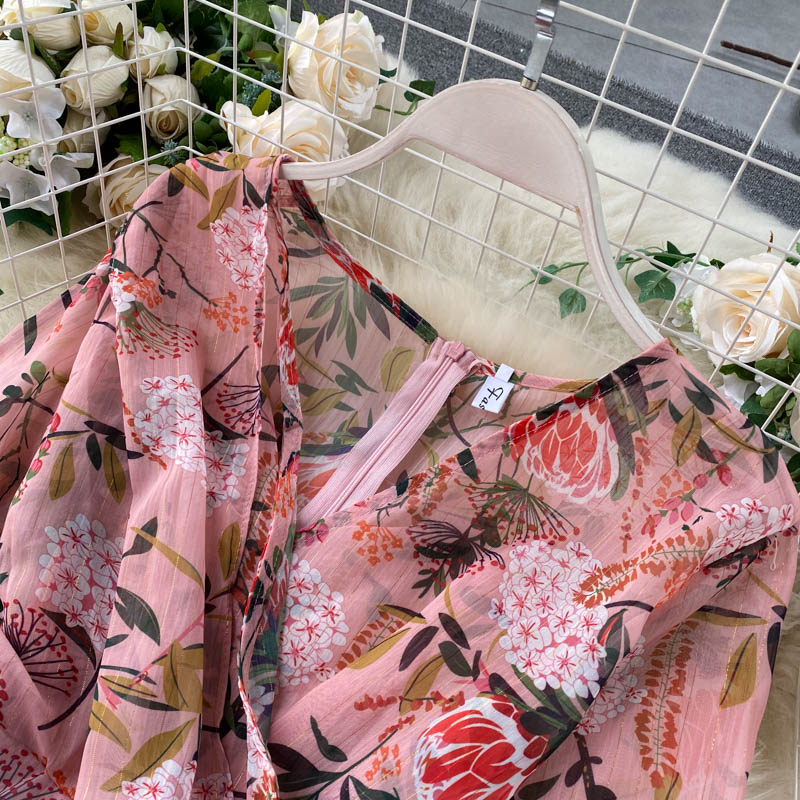Women Casual Two Piece Set Long Sleeve V Neck Asymmetrical Chiffon Shirt - MERGE.DAY.1.FREESTYLE