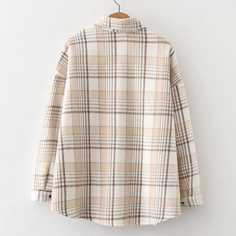 Velvet Thicken Plaid Shirts Blouses Autumn Winter Warm Shirts - MERGE.DAY.1.FREESTYLE