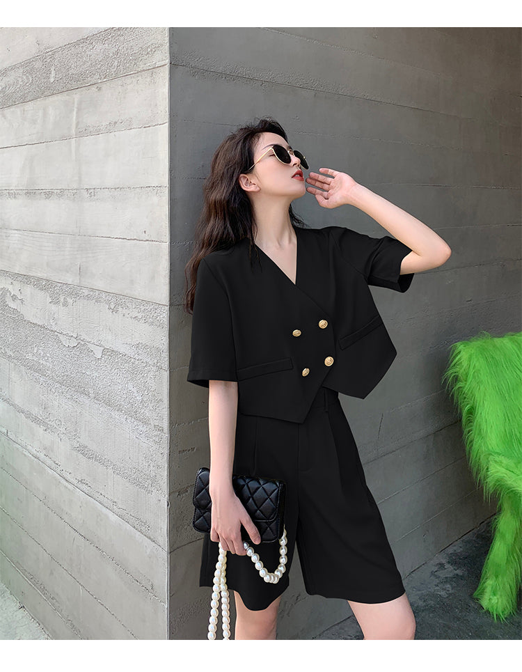 Fashion Office Short Sets Women Korean Loose Two Piece Suits Summer Thin - MERGE.DAY.1.FREESTYLE