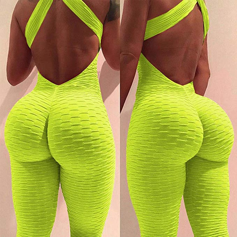 Halter Women Tracksuit Jumpsuit Play Suit Slim Sport Backless Running Sportswear Jumpsuit - MERGE.DAY.1.FREESTYLE