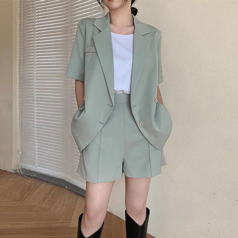 Women's Shorts And Blazer Set Korean Loose Two Piece Suits Female Summer Office Ladies - MERGE.DAY.1.FREESTYLE