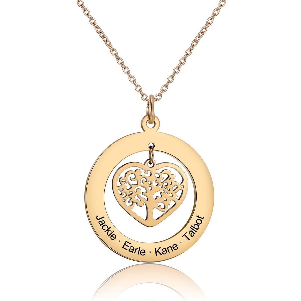 Tree of Life Engrave Name Necklace Silver Color Round Customized Pendants - MERGE.DAY.1.FREESTYLE