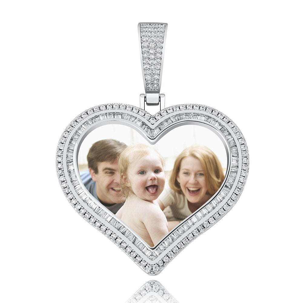 Custom Photo Pendant Heart-shaped Medal Necklace Iced Cubic Zirconia Pendant Hip Hop Jewelry - MERGE.DAY.1.FREESTYLE