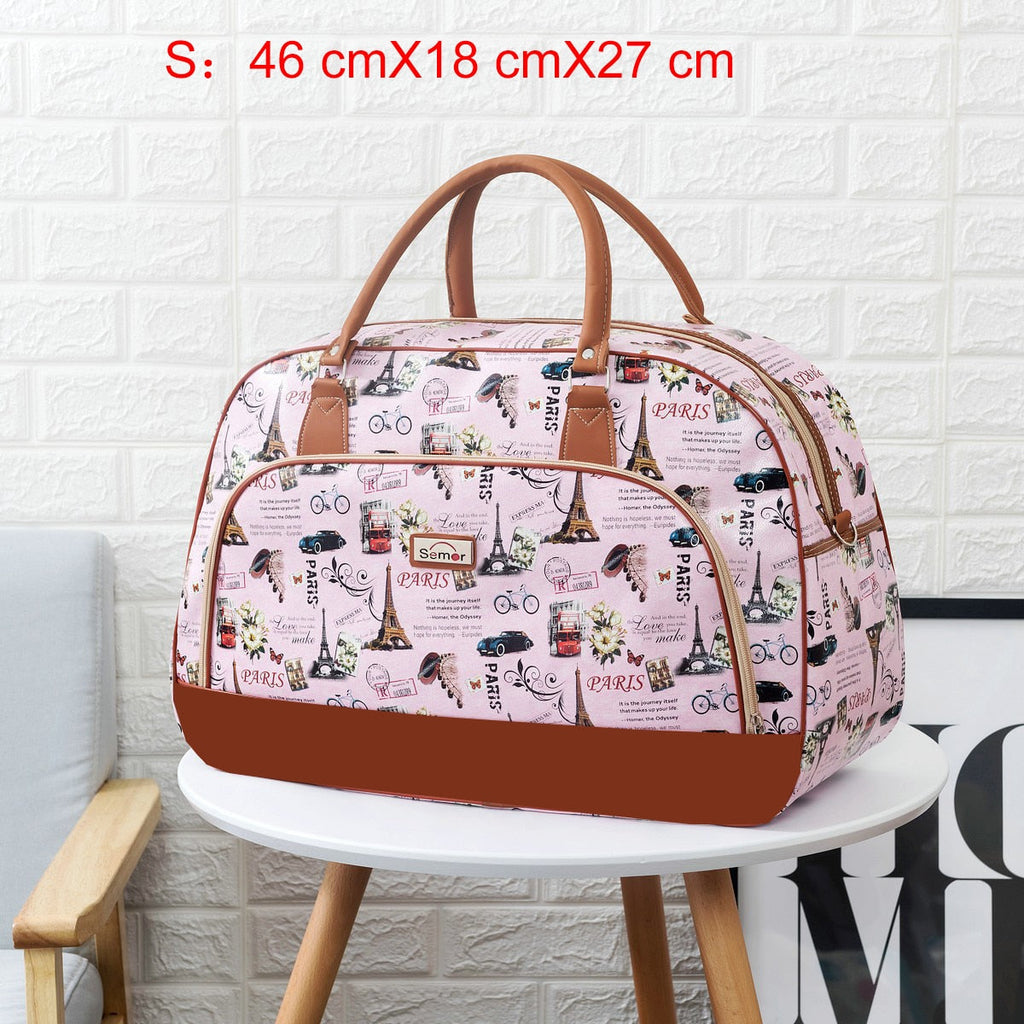 Women Travel Bags PU Leather Large Capacity Waterproof Print Luggage Duffle Bag - MERGE.DAY.1.FREESTYLE
