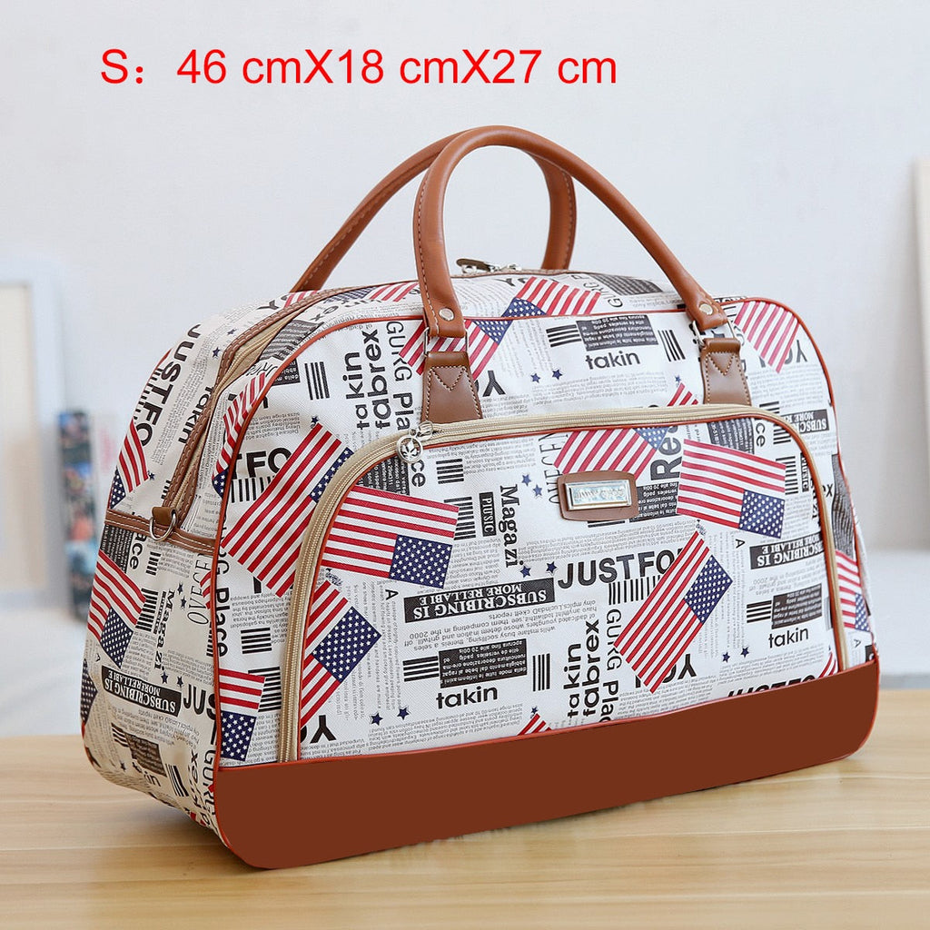 Women Travel Bags PU Leather Large Capacity Waterproof Print Luggage Duffle Bag - MERGE.DAY.1.FREESTYLE