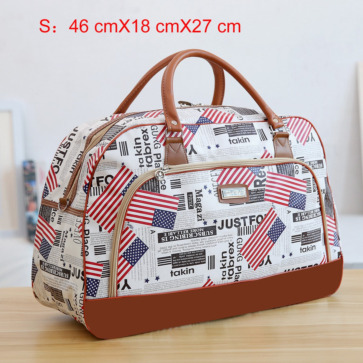 Women Travel Bags PU Leather Large Capacity Waterproof Print Luggage Duffle Bag - MERGE.DAY.1.FREESTYLE