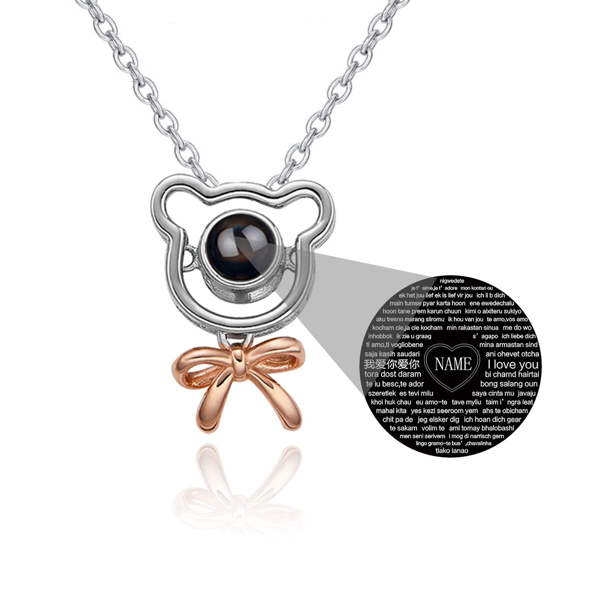 Romantic Bear-shaped Pendant Personalised Name Photo Necklace Valentine's Day Gift - MERGE.DAY.1.FREESTYLE