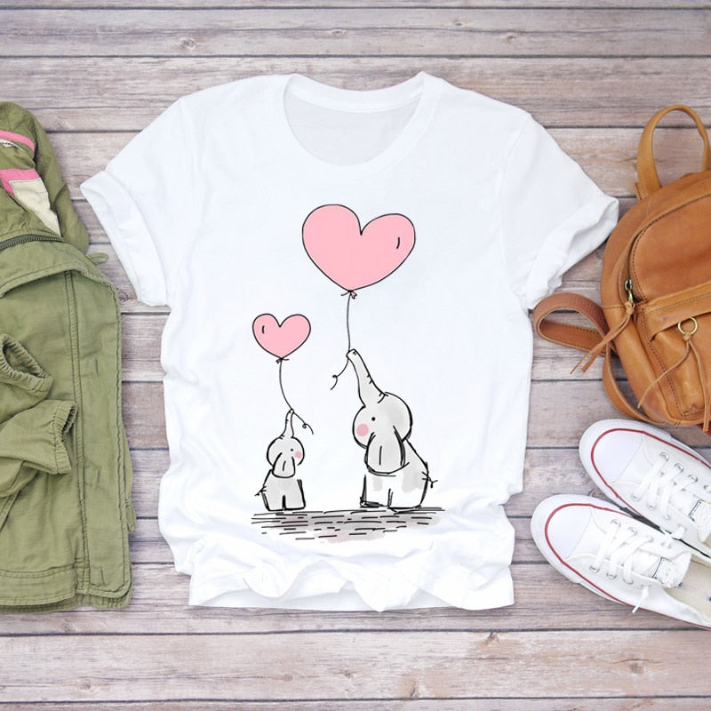 Dream Feather Print Summer Short Sleeve T-Shirts Top Graphic Plue Size - MERGE.DAY.1.FREESTYLE