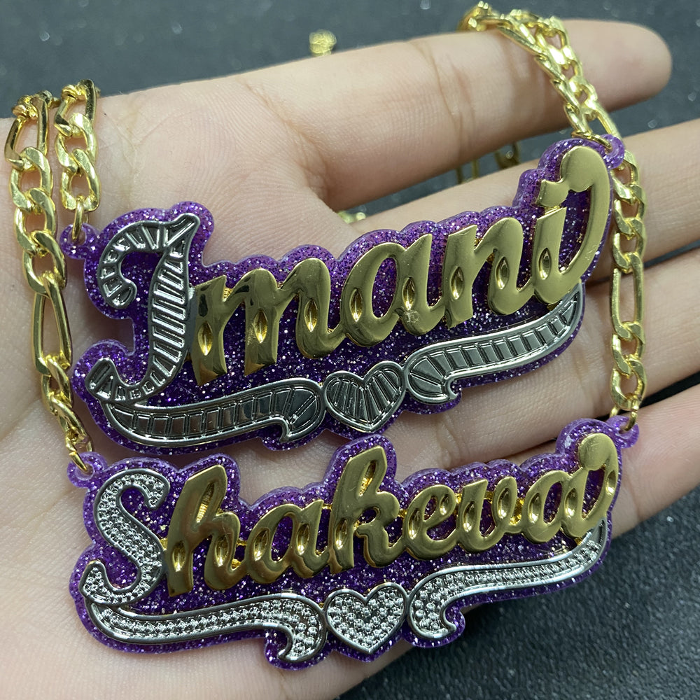 Custom Name Necklace Double Nameplate Acrylic Pendant Necklace Customized Name - MERGE.DAY.1.FREESTYLE