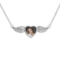 Engraved Text Custom Photo Angel Wing Heart Shaped Jewelry Gifts - MERGE.DAY.1.FREESTYLE