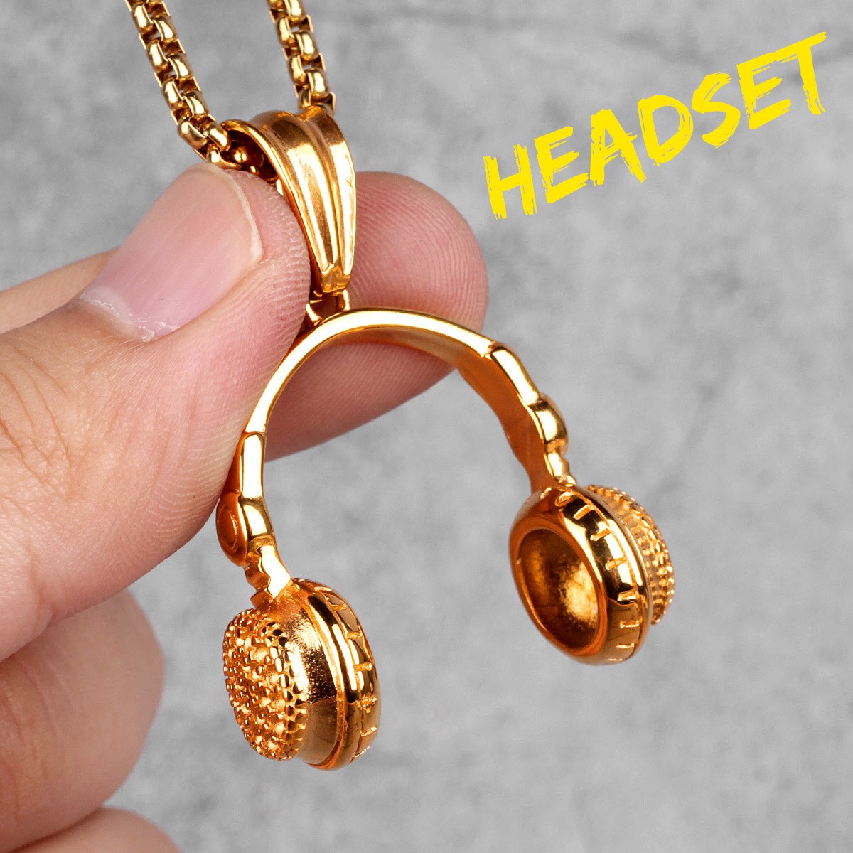 Headset Earphone Gold Mens Long Necklaces Pendants Chain Hip Hop for Boy Male Creativity Gift - MERGE.DAY.1.FREESTYLE