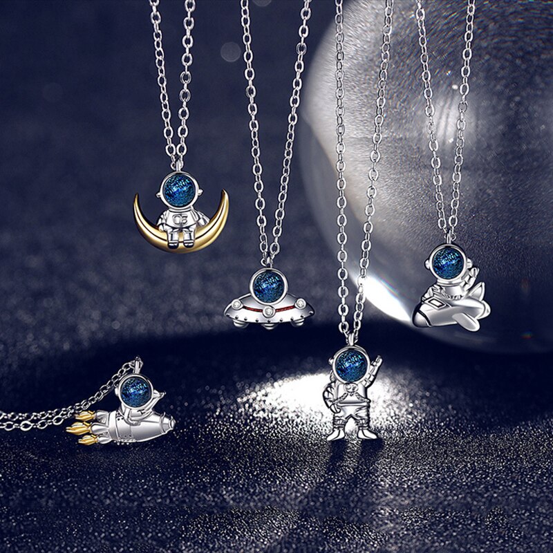 Spaceman Moon Couples Necklace Milky Way Space Pendant Necklaces Jewelry - MERGE.DAY.1.FREESTYLE