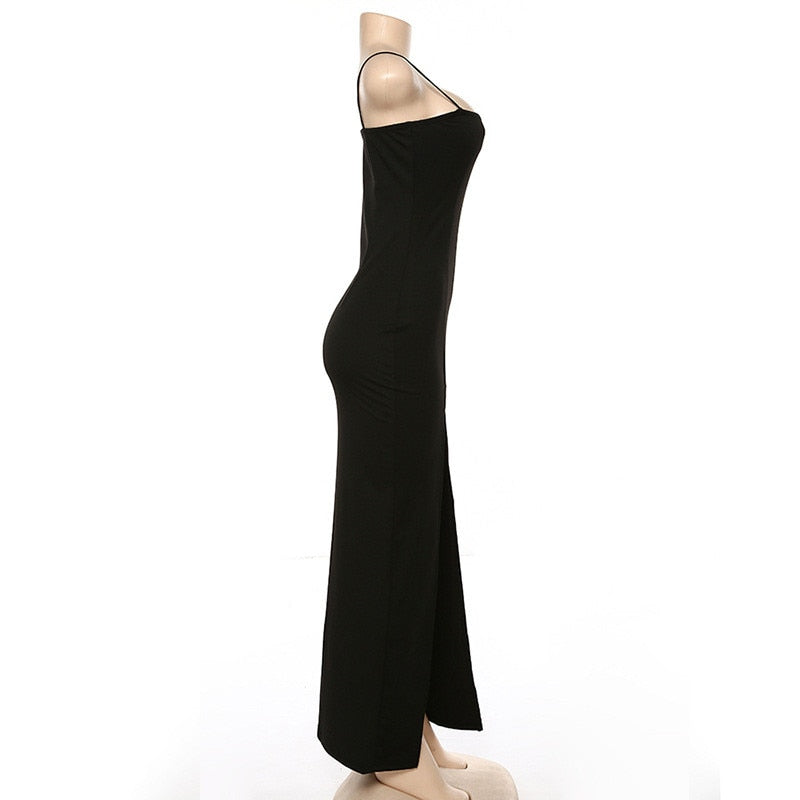 Backless Strap Split Dress Women Elastic Long Dresses Sleeveless Camisole Dress - MERGE.DAY.1.FREESTYLE