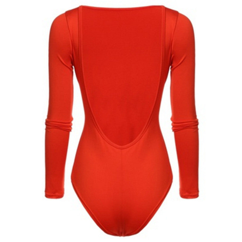 Backless Long Sleeve Bodysuit Women Solid Slim Regular Bodysuits Sexy Hot Clothes - MERGE.DAY.1.FREESTYLE