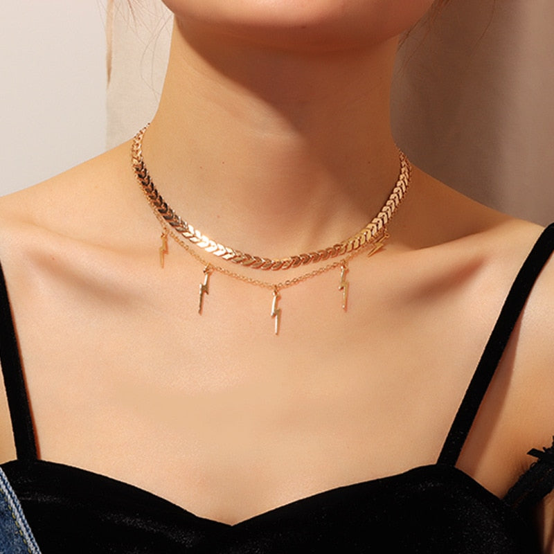 Water-wave Pearl Necklace For Women Charming Big Metal Geometric Statement Collar Necklace - MERGE.DAY.1.FREESTYLE