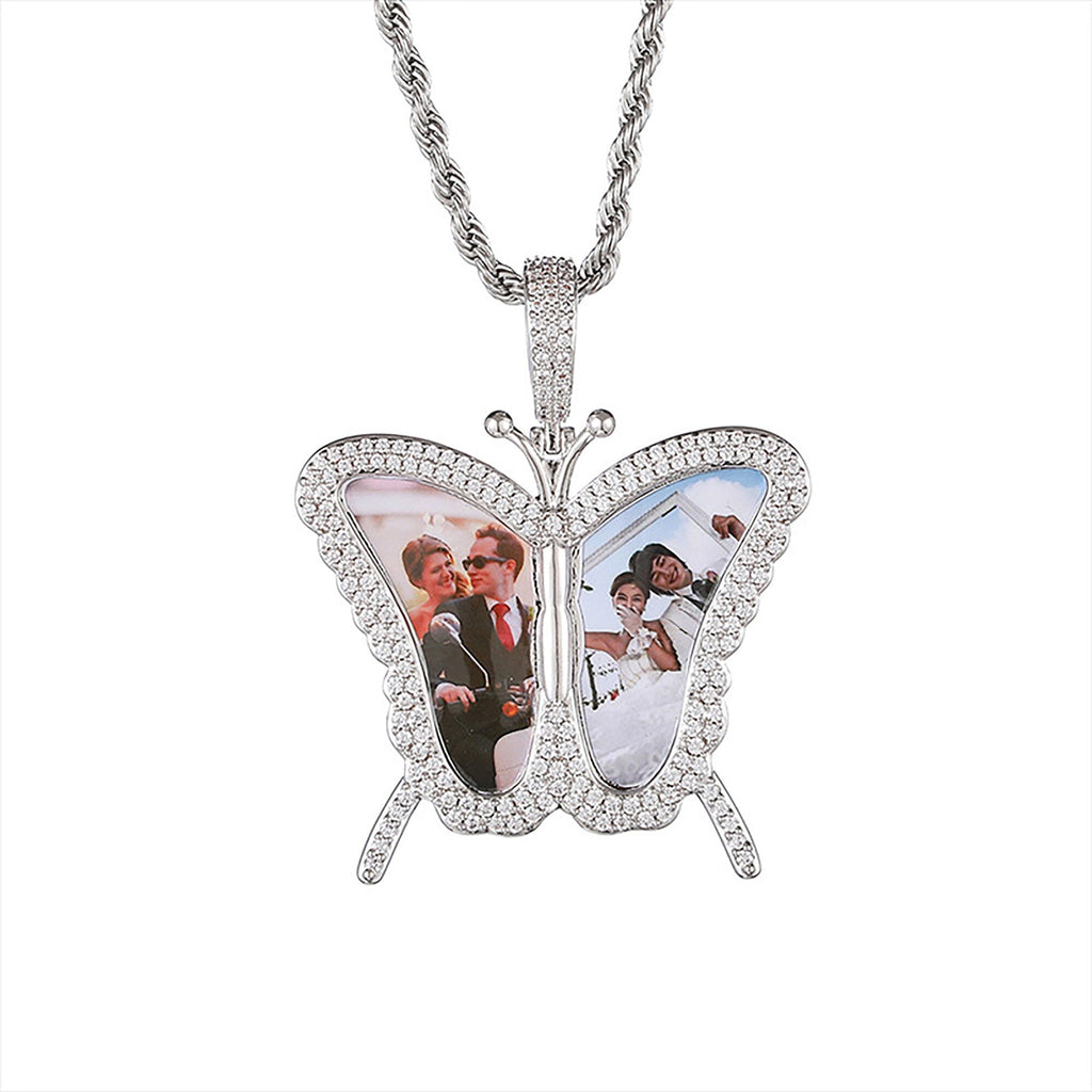 Personalised Butterfly Locket Necklace For Opening Print Two Photo Pendant - MERGE.DAY.1.FREESTYLE